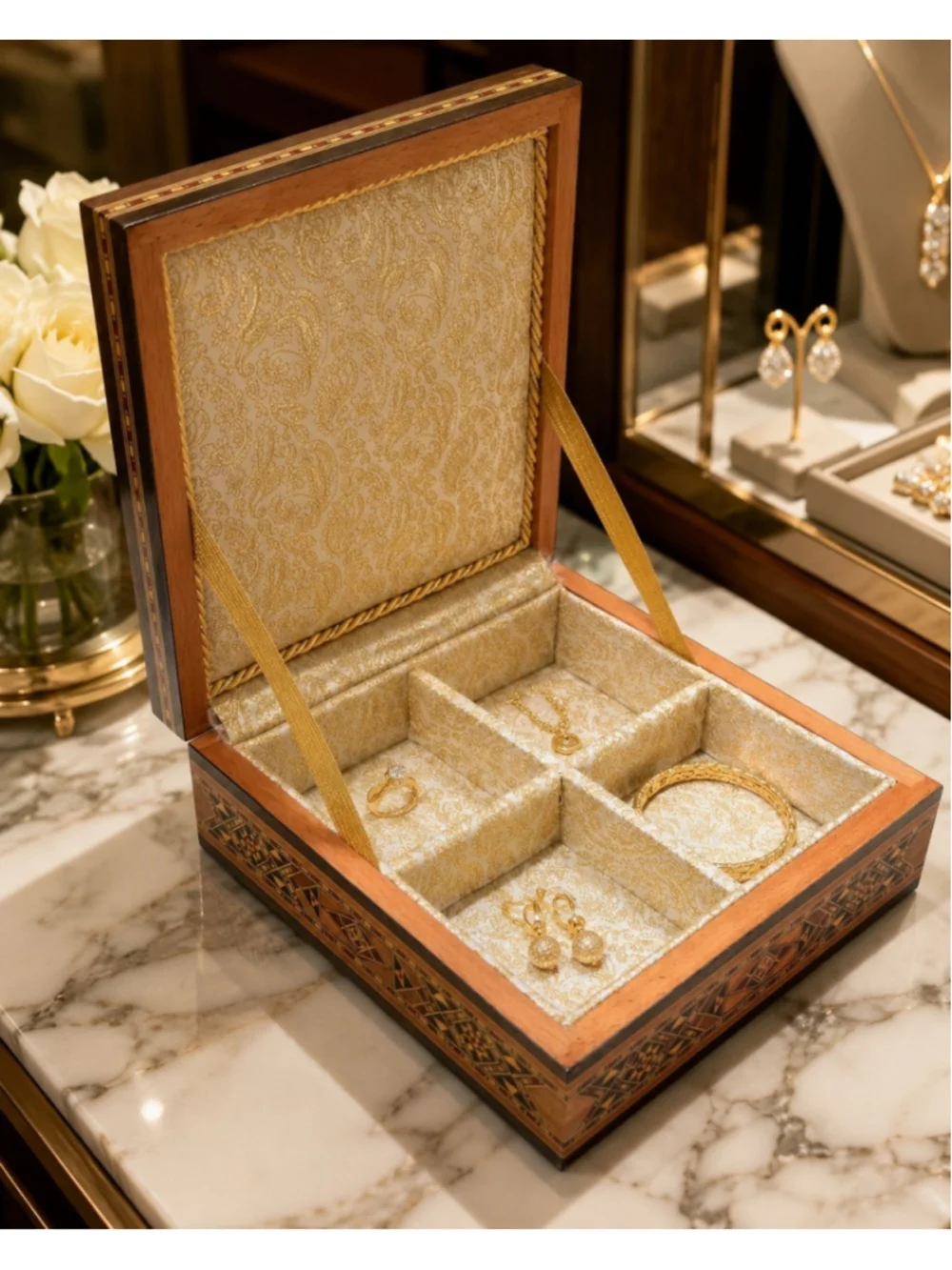 Luxury Handmade Mosaic Wooden Jewelry Box – (video Available)